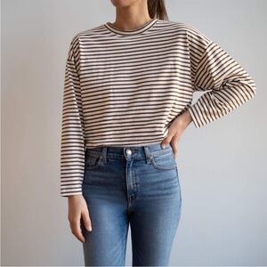 AYR Brown and White Striped French Fry Long Sleeve Tee